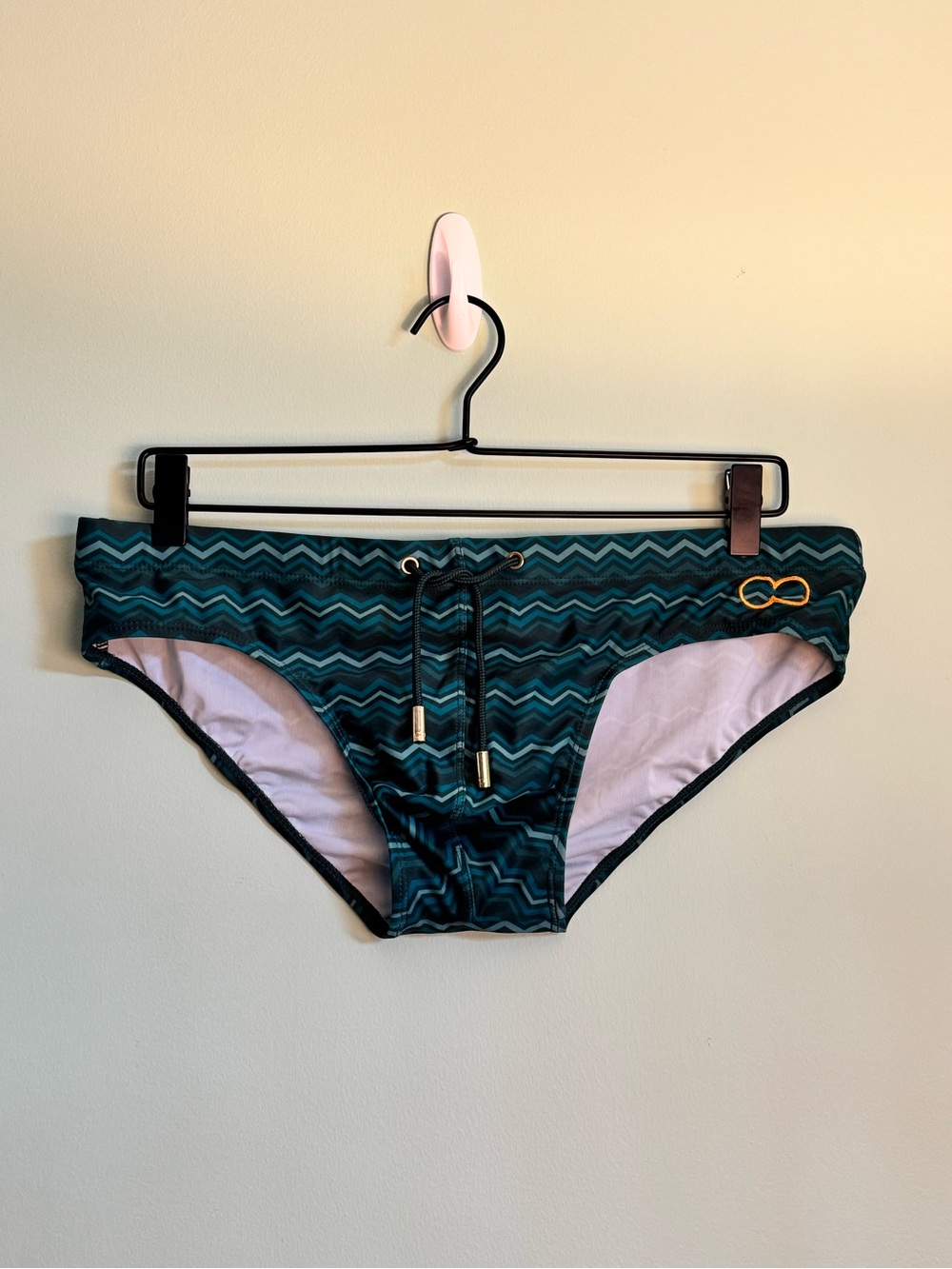 Men's 2EROS V10 Swim Brief in Teal Chevron - Size XL (35-36)